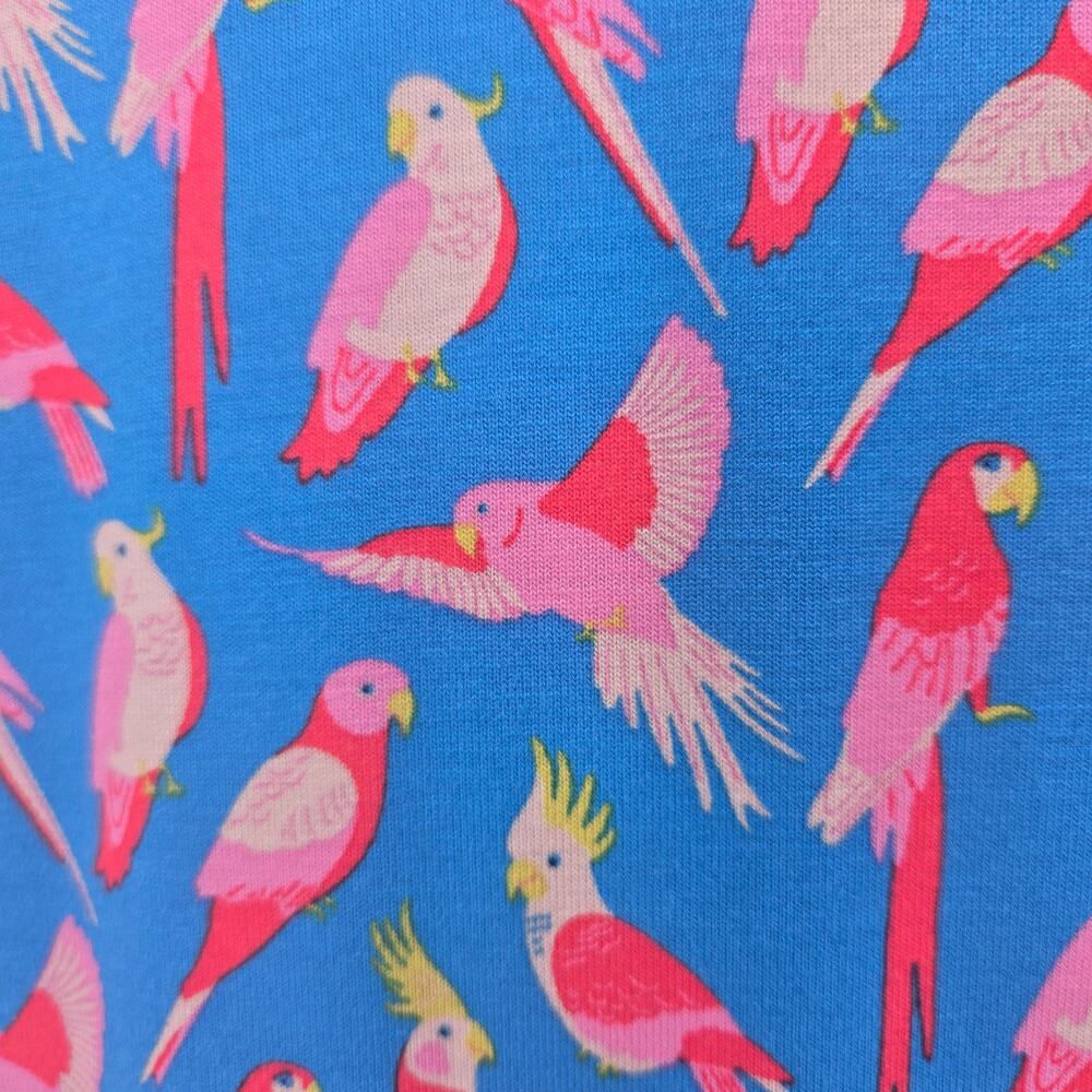 Boden blue parrot midi dress size 12R pink red pockets - Picture 10 of 13